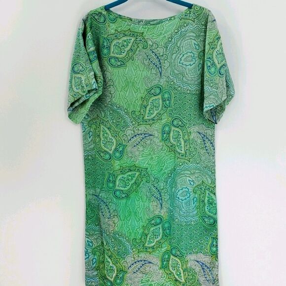 Palm Beach Girl, silk shift‎ dress with tie. Size small. Beautiful green colors. - Picture 1 of 7